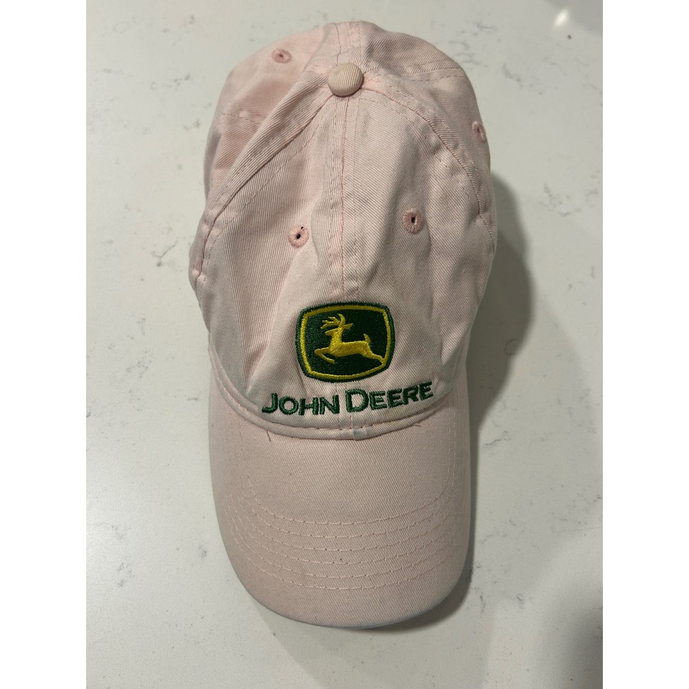 John Deere Womens Pink Baseball Cap Dad Hat Embroidered Logo "I Love John Deere"